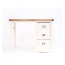 Cabinet Bits Cosenza 3 Drawer Desk - Dressing Table Chrome Cup Handle in Off-White