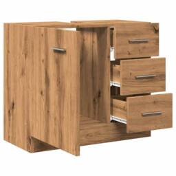 Berkfield Home Sink Cabinet Artisian Oak 63x30x54 cm Engineered Wood in Brown - Size: 63 x 30 x 54 cm - thumbnail 7