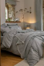 CHRISTY Flannel Stripe 100% Super Soft Brushed Cotton Duvet Sets in Grey - Size: Double - thumbnail 1