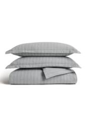 CHRISTY Flannel Stripe 100% Super Soft Brushed Cotton Duvet Sets in Grey - Size: Double - thumbnail 2