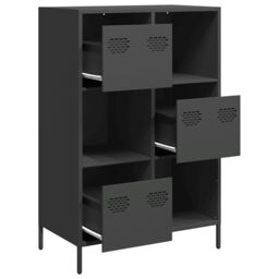 Berkfield Home Highboard Black 68x39x103.5 cm Steel - thumbnail 4