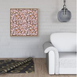 "Warren Reed - Designer Hand Drawn Pink Leopard Print Framed Canvas in Light Brown - Size: W30"" x H30""" - thumbnail 2