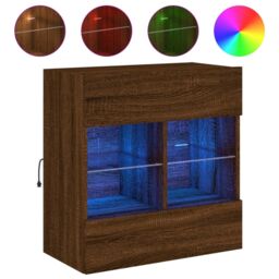 Berkfield Home TV Wall Cabinet with LED Lights Brown Oak 58.5x30x60.5 cm - thumbnail 2
