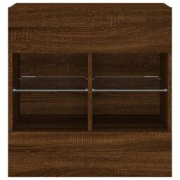 Berkfield Home TV Wall Cabinet with LED Lights Brown Oak 58.5x30x60.5 cm - thumbnail 7
