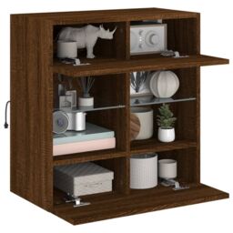 Berkfield Home TV Wall Cabinet with LED Lights Brown Oak 58.5x30x60.5 cm - thumbnail 6
