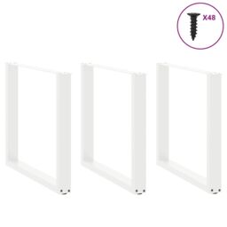 Berkfield Home Coffee Table Legs U-Shaped 3 pcs White 90x(72-73) cm Steel - thumbnail 3