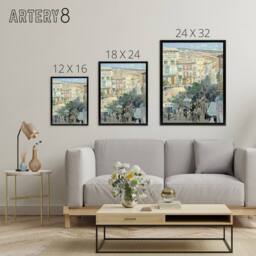 "Artery8 View of a Southern French City Hassam Framed Canvas Wall Art Print - Size: W18"" x H24""" - thumbnail 4