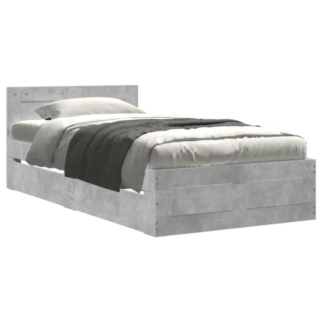Berkfield Home Bed Frame with Headboard without Mattress Concrete Grey 90x200 cm - image 1
