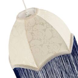 Happy Homewares Cream Floral Victorian Velvet Shade with Coloured & White Tassels in Blue - Size: 12 inches - thumbnail 3