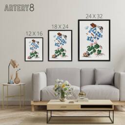 "Artery8 Soldanella Flower & Butterflies Bolton Black Framed Canvas Wall Art in White - Size: W12"" x H16""" - thumbnail 4