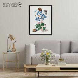 "Artery8 Soldanella Flower & Butterflies Bolton Black Framed Canvas Wall Art in White - Size: W12"" x H16""" - thumbnail 3