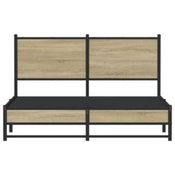 Berkfield Home Metal Bed Frame without Mattress Sonoma Oak 140x200 cm in Brown - thumbnail 5