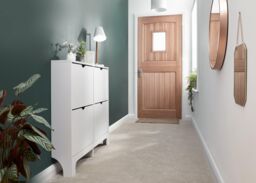 GFW Narrow 4 Drawer Shoe Cabinet in White