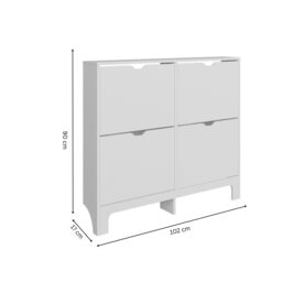 GFW Narrow 4 Drawer Shoe Cabinet in White - thumbnail 8