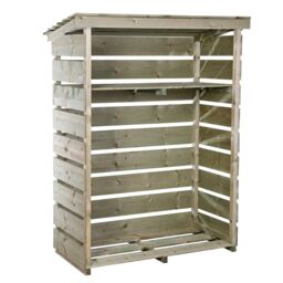 Charles Bentley Wooden Garden Small Log Store Heavy Duty Firewood Storage in Natural