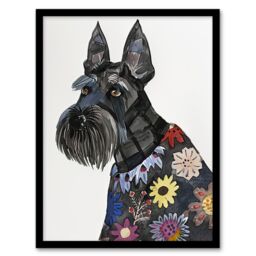 "Artery8 Scottish Terrier Floral Coat Dog Lover Portrait Framed Wall Art in Black - Size: W12"" x H16""" - thumbnail 1