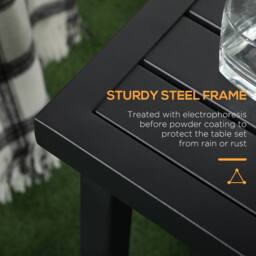 OUTSUNNY Garden Side Table Coffee Table with Umbrella Hole for Patio Balcony in Black - thumbnail 6