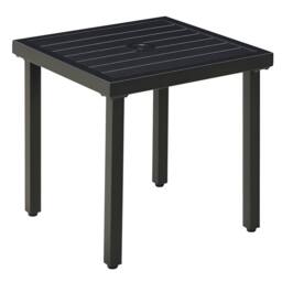 OUTSUNNY Garden Side Table Coffee Table with Umbrella Hole for Patio Balcony in Black - thumbnail 2