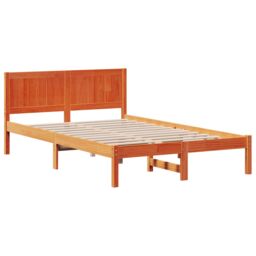 Berkfield Home Wax Brown Bed Frame Wax brown Solid Pine Wood 140 x 190 cm in Beige - thumbnail 2