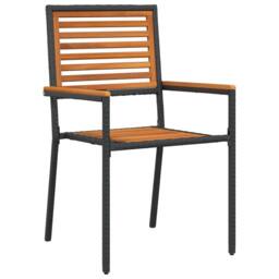 Berkfield Home 9 Piece Garden Dining Set Black Poly Rattan Acacia - thumbnail 5