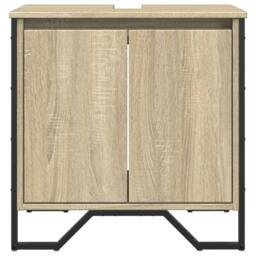 Berkfield Home Bathroom Sink Cabinet Sonoma Oak 60x35x60 cm Engineered Wood - Size: 60 x 35 x 60 cm - thumbnail 4