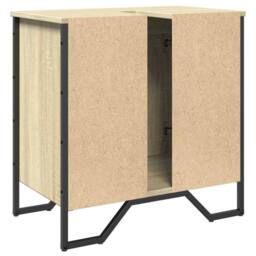 Berkfield Home Bathroom Sink Cabinet Sonoma Oak 60x35x60 cm Engineered Wood - Size: 60 x 35 x 60 cm - thumbnail 6