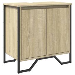 Berkfield Home Bathroom Sink Cabinet Sonoma Oak 60x35x60 cm Engineered Wood - Size: 60 x 35 x 60 cm