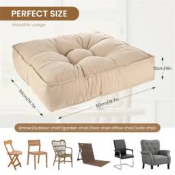 NESTLUNE Beige Thick Cotton Seat Cushion For Garden Dining - Size: 100 cm x 190 cm - thumbnail 2