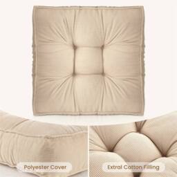 NESTLUNE Beige Thick Cotton Seat Cushion For Garden Dining - Size: 100 cm x 190 cm