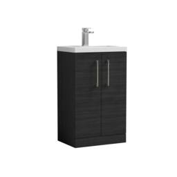 Balterley Bathroom Vanity Basin Unit, Brushed Pewter Handles, 500mm, Wood Black