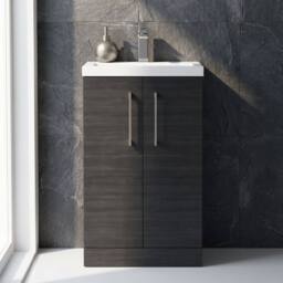 Balterley Bathroom Vanity Basin Unit, Brushed Pewter Handles, 500mm, Wood Black - thumbnail 8