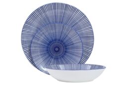 Orsina Unique 12 Piece Blue & White Dinner Set, Dolomite Dinnerware Plates & Bowls, Scratch-Resistant Crockery Set - thumbnail 6