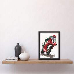 "Artery8 Abstract Superbike Motorcycle Race Sport Painting Framed Art Print in Red - Size: W12"" x H16""" - thumbnail 4
