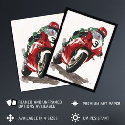 "Artery8 Abstract Superbike Motorcycle Race Sport Painting Framed Art Print in Red - Size: W12"" x H16""" - thumbnail 2
