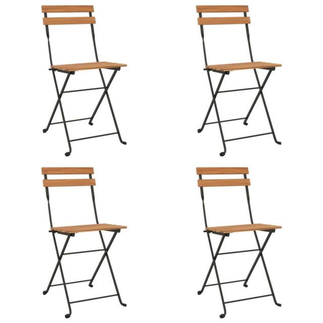 Berkfield Home Folding Bistro Chairs 4 pcs Solid Wood Teak & Steel in Brown - image 1
