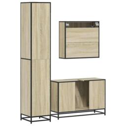 Berkfield Home 3 Piece Bathroom Furniture Set Sonoma Oak Engineered Wood in Brown - thumbnail 7