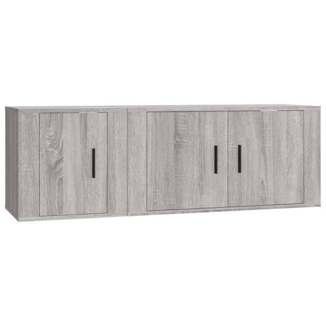 Berkfield Home 2 Piece TV Cabinet Set Grey Sonoma Engineered Wood - image 1
