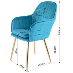 Genesis Muse Velvet Accent Chairs Pair Upholstered Modern Chairs with Backrest in Teal - Size: 2 Pack - thumbnail 3