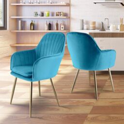Genesis Muse Velvet Accent Chairs Pair Upholstered Modern Chairs with Backrest in Teal - Size: 2 Pack - thumbnail 2