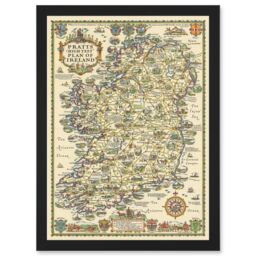 Artery8 Map Taylor 1933 Pratts High Test Plan Ireland Pictorial Artwork Framed Wall Art Print A4 in Black - thumbnail 1