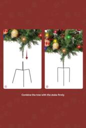 Living and Home 2pcs Artificial Pre-Lit Christmas Planter Bushes Decorations - thumbnail 4