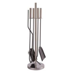 VOGREX 5 Pack Stainless Steel Fireside Companion Set in Silver