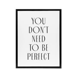 "Artery8 You Don't Need To Be Perfect Black White Modern Framed Canvas Art - Size: W12"" x H16""" - thumbnail 1