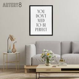 "Artery8 You Don't Need To Be Perfect Black White Modern Framed Canvas Art - Size: W12"" x H16""" - thumbnail 3