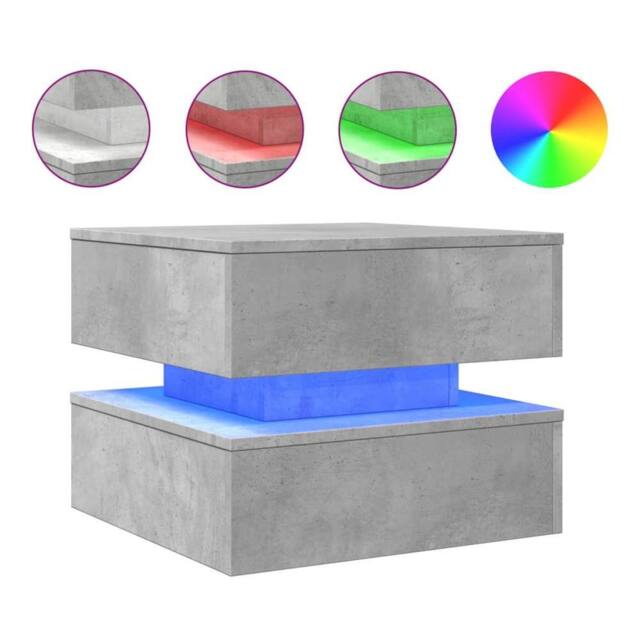 Berkfield Home Coffee Table with LED Lights Concrete Grey 50x50x40 cm - Size: 50 x 50 x 40 cm - image 1