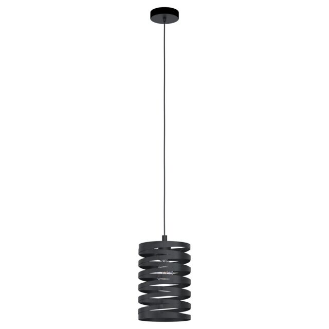 Loops Pendant Ceiling Light Colour Black Shade Slim Black Spirals Bulb E27 1x40W - image 1