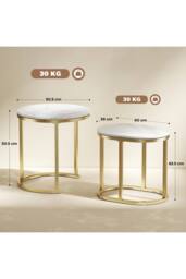 ERGOVEXA Nest of Tables with Steel Frame & Faux Marble Tabletop, White - thumbnail 2