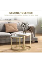 ERGOVEXA Nest of Tables with Steel Frame & Faux Marble Tabletop, White - thumbnail 3