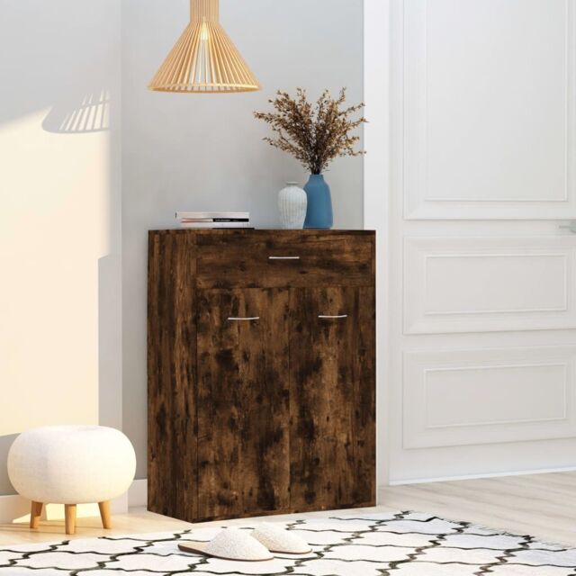 Berkfield Home Shoe Cabinet Smoked Oak 60x35x84 cm Engineered Wood in Brown - Size: 60 x 35 x 84 cm - image 1