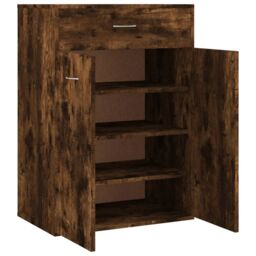 Berkfield Home Shoe Cabinet Smoked Oak 60x35x84 cm Engineered Wood in Brown - Size: 60 x 35 x 84 cm - thumbnail 6